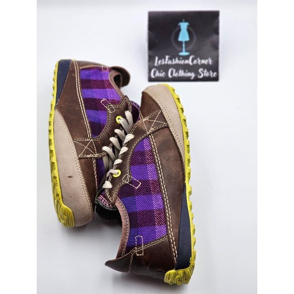 Sorel Women's Purple & Brown Mackenzie Lined Leather Plaid Sneakers Sz 6 379 - Picture 15 of 16
